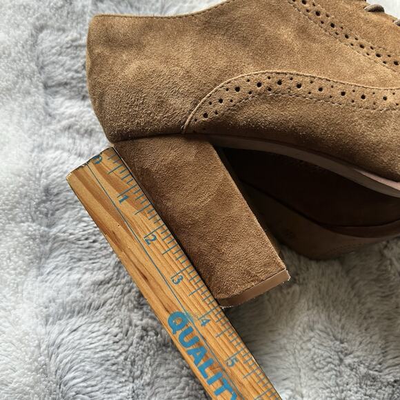 Isola Holli Bootie Women's 8 Brown Suede Leather Lace Up Oxford Heeled Twee - Picture 10 of 10